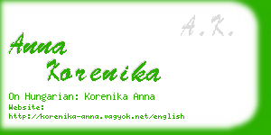 anna korenika business card